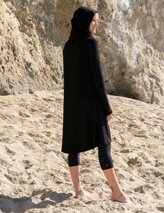 Hooded Bamboo Duster with Long Sleeves