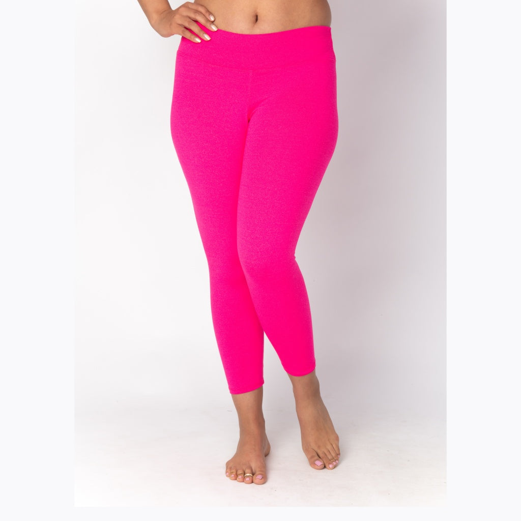 Bodyactive Women's Polyester Spandex Hot Pink Capri Yoga Pants